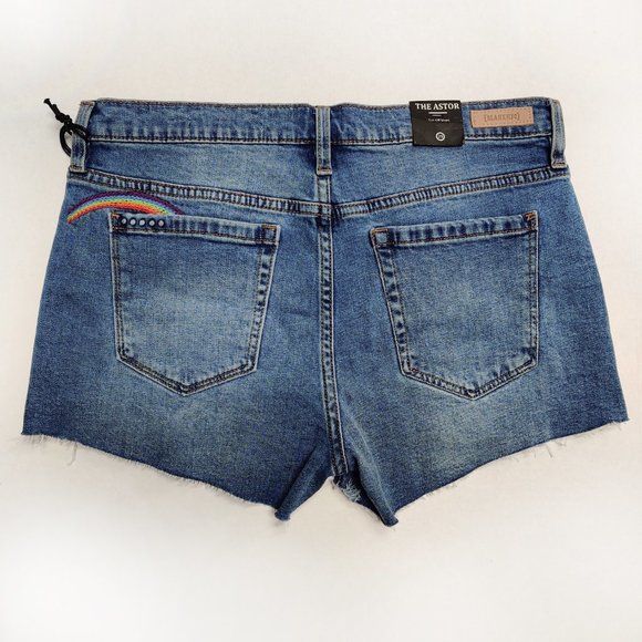 NEW BLANK NYC Cut-Off Denim Shorts Sun Rainbow - Picture 7 of 13
